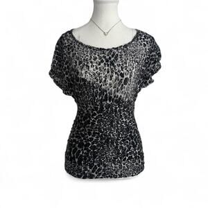 HeartSoul Y2K 2000s Sheer Leopard Print Going Out Top  Size Small